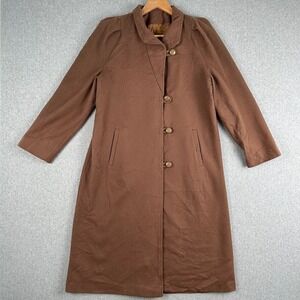 Vintage 100% Wool Overcoat Sharilove Pea Coat Brown Button Up Women's Size 8P